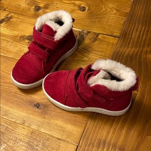 Ugg cranberry colored Velcro boots